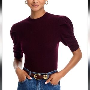 Frame Ruched Puff Sleeve Cashmere Sweater